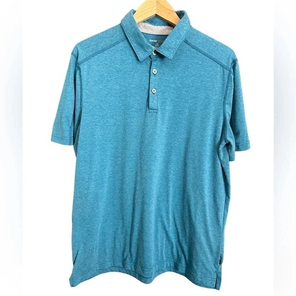 SwissTech short Sleeve Polo shirt. Baby Turquoise Heather Size Large - Picture 1 of 9